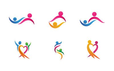 Modello di logo di progettazione dell&amp;#39;illustrazione dell&amp;#39;icona sociale e della rete di assistenza alla comunità e all&amp;#39;adozione v.1
