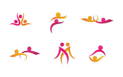 Modello di logo di progettazione dell&amp;#39;illustrazione dell&amp;#39;icona sociale e della rete di assistenza alla comunità e all&amp;#39;adozione v.2