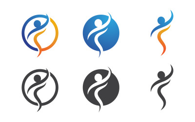 Postać człowieka dla trenera zdrowego, sprawnego logo, znak, ilustracja, wektor, szablon projektu v.13
