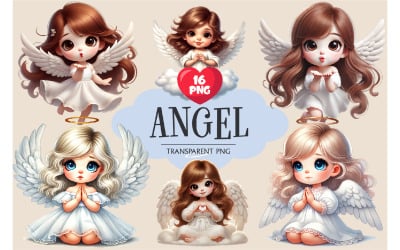 Cartoon cute angel. Clipart, PNG.