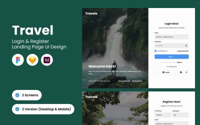 Design formuláře pro přihlášení a registraci pro cestování