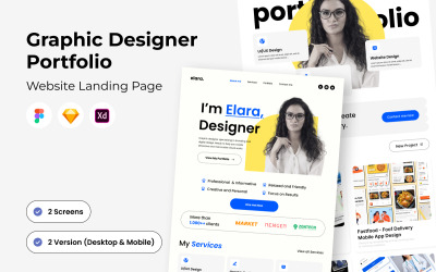 Modern portföljmålsida för grafiska designers