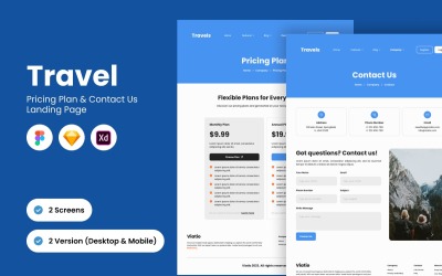 Pagina di destinazione dei prezzi di viaggio e dei contatti