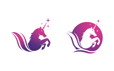 Piękno konia Jednorożec Logo ikona ilustracja wektorowa szablon projektu v.3