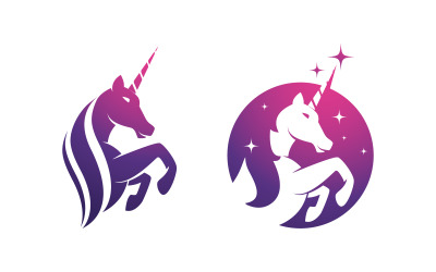 Piękno konia Jednorożec Logo ikona ilustracja wektorowa szablon projektu v.6