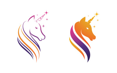 Piękno konia Jednorożec Logo ikona ilustracja wektorowa szablon projektu v.7