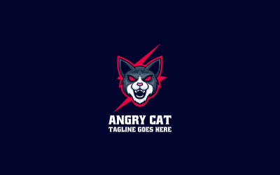 Logo mascotte semplice gatto arrabbiato