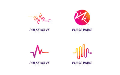 Логотип Pulse Wave Vector. Креативный шаблон концепции логотипа Sound wave 15