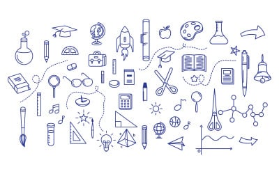 Utbildning Tillbaka till skolan element ikon vektor illustration design v.6