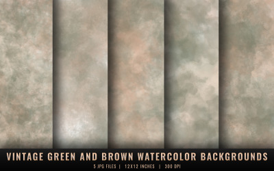 Vintage Green and Brown Watercolor Backgrounds