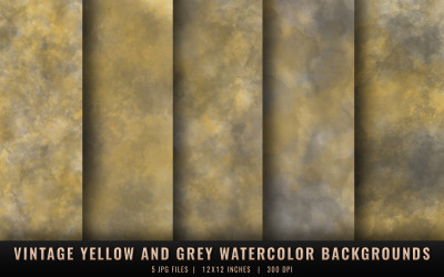 Vintage Yellow and Grey Watercolor Backgrounds