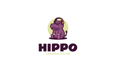 Nilpferd-Maskottchen-Logo, einfaches Design, 55