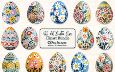 Pacote de clipart de ovos de Páscoa de arte popular