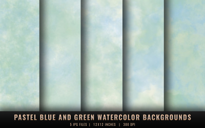 Pastel Blue and Green Watercolor Backgrounds
