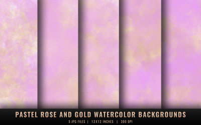 Pastel Rose and Gold Watercolor Backgrounds