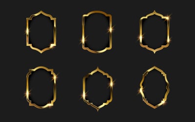 Luxury Gold frame border vector illustration design template v.4