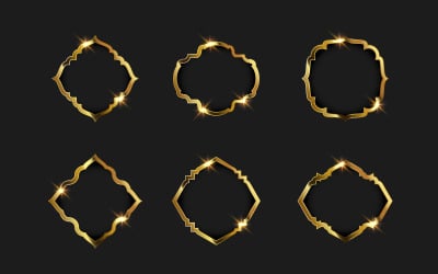 Luxury Gold frame border vector illustration design template v.6