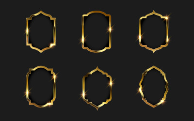 Lyxig guld ram gräns vektor illustration designmall v.4