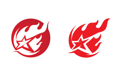 Ateş alevi efektli daha hızlı yıldız ikon vektör logo tasarım şablonu v.1