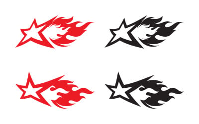 Ateş alevi efektli daha hızlı yıldız simge vektör logo tasarım şablonu v.4