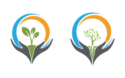 Seedling Logo design Leaf and hand care nature logo design
