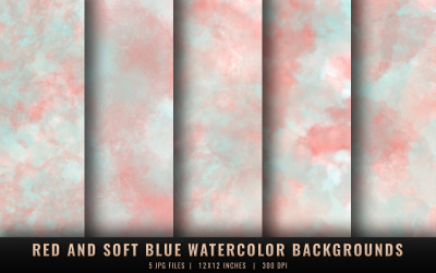 Red and Soft Blue Watercolor Backgrounds