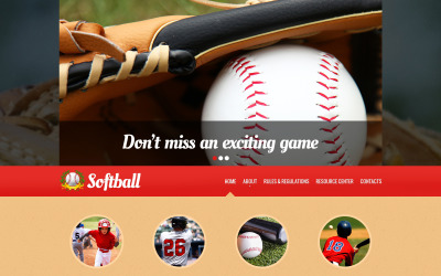 Modelo de site responsivo de beisebol