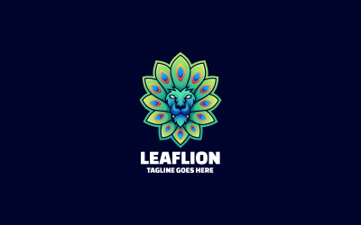 Leaflion-Maskottchen-Logo mit Farbverlauf