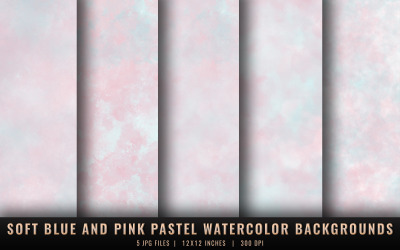 Weiche blaue und rosa Pastell-Aquarell-Hintergründe