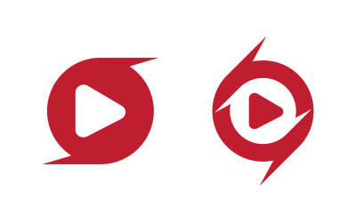 Logotyp der Play-Taste. Designvorlage für die Markenidentität in der Unterhaltungsbranche, Version 2