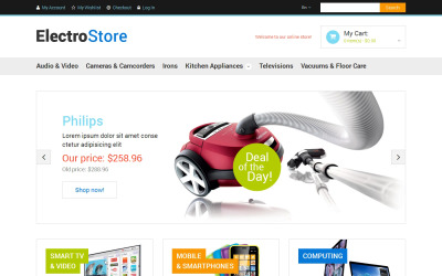 Elektronikai áruház érzékeny Magento téma