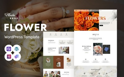 Flower Shoop - Elegant blomsteraffär, bröllopsblommor &amp;amp; dekoration WordPress Elementor-tema