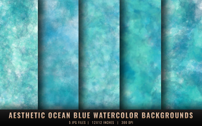 Aesthetic Ocean Blue Watercolor Backgrounds