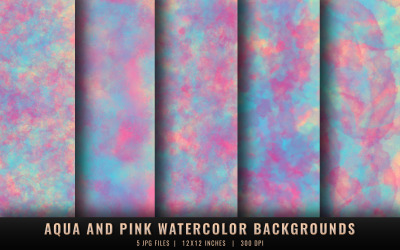Aqua and Pink Watercolor Backgrounds