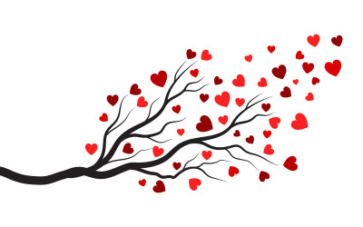 Baumzweig Liebe Vektor Illustration Design-Vorlage v.8