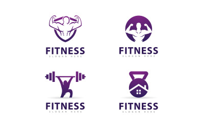 Designmall för gymlogotyp, kreativa symboler för fitnessklubbar 13