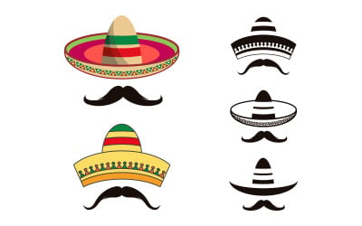 Modello di design per cappelli e baffi tradizionali messicani sombrero