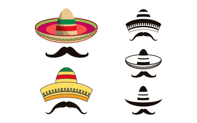 Plantilla de diseño de sombreros y bigotes tradicionales mexicanos