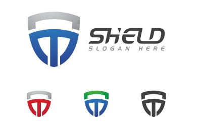 T Letter with shield security vector illustration design template