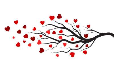Tree branch love vector illustration design template v.10