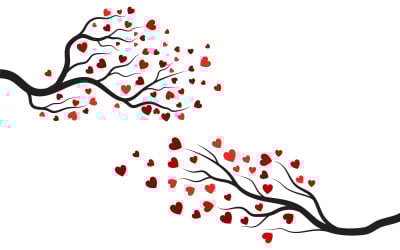 Tree branch love vector illustration design template v.11