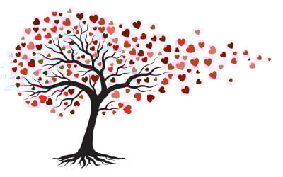 Tree branch love vector illustration design template v.1
