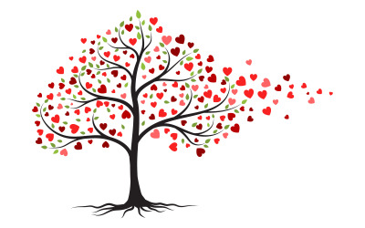 Tree branch love vector illustration design template v.2