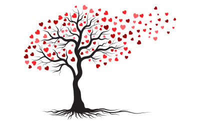 Tree branch love vector illustration design template v.3
