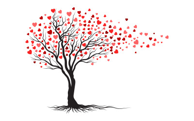 Tree branch love vector illustration design template v.4