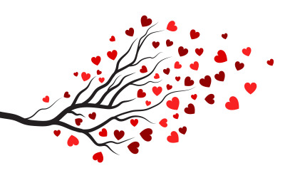 Tree branch love vector illustration design template v.7