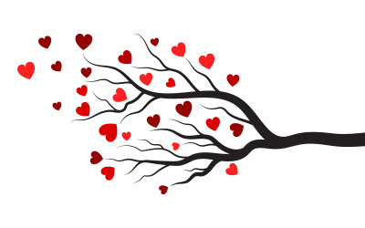 Tree branch love vector illustration design template v.9