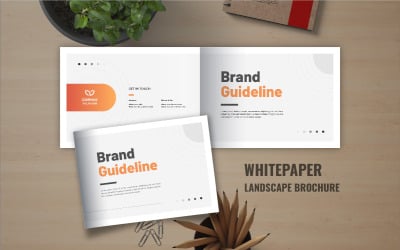 Brand style guideline brochure, logo guideline or landscape brand manual brochure