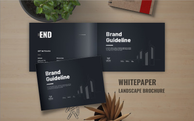 Merkstijlrichtlijnbrochure, logorichtlijn of landschapsmerkhandleidingbrochureontwerpsjabloon