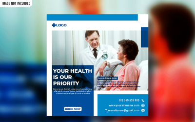 Modèle de bannière vectorielle promotionnelle pour les médias sociaux médicaux